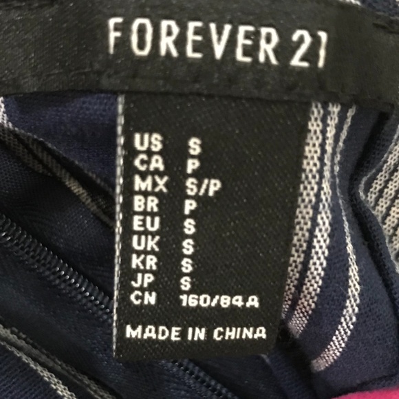 Forever 21 Navy blue and white Striped Mini Dress-S - Picture 3 of 3